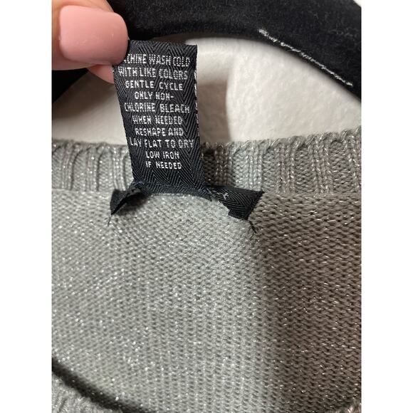 Sweater Project Panda Bear Tunic Sweater Gray Silver Metallic Sz Medium Sparkly - Picture 4 of 4